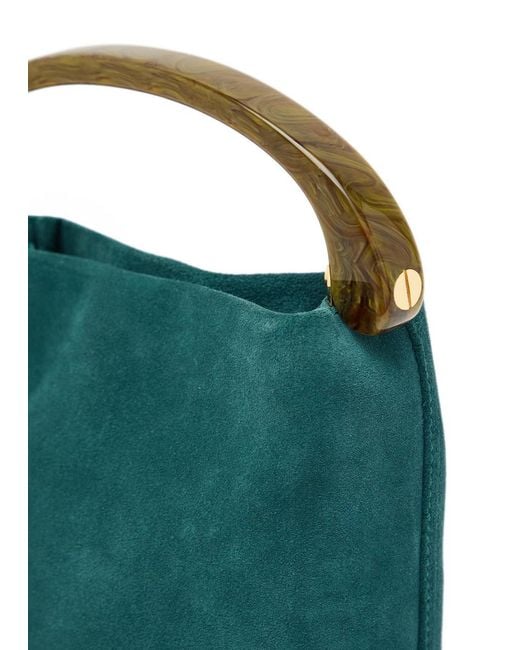 Dries Van Noten Green Crisp Suede Top Handle Bag