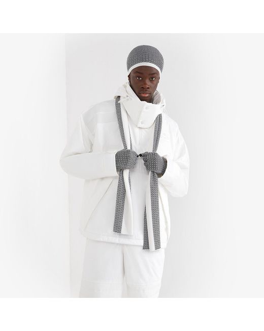 Fendi Gray Monogram-Pattern Wool Beanie for men