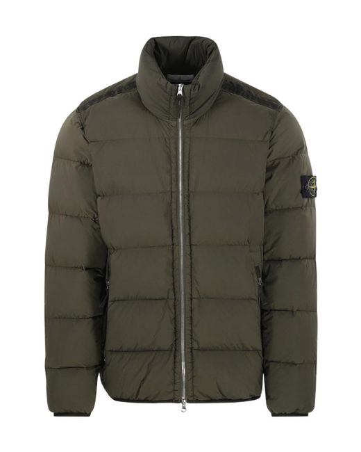 Stone Island Green Compass-Patch Padded Down Jacket for men