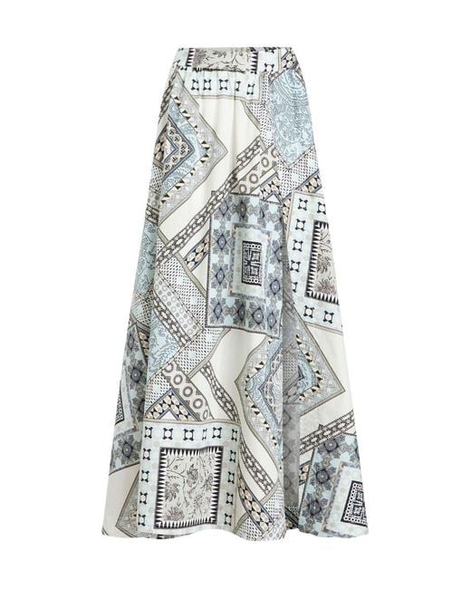 Etro White Geometric Print Cotton Skirt