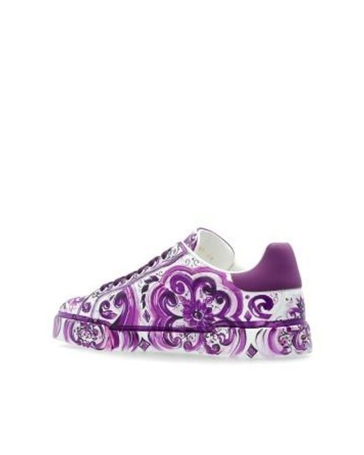 Dolce & Gabbana Purple Majolica Printed Sneakers