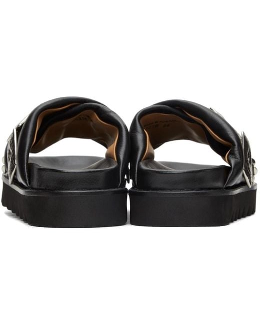 Toga Virilis Black Cross-Strap Sandals for men