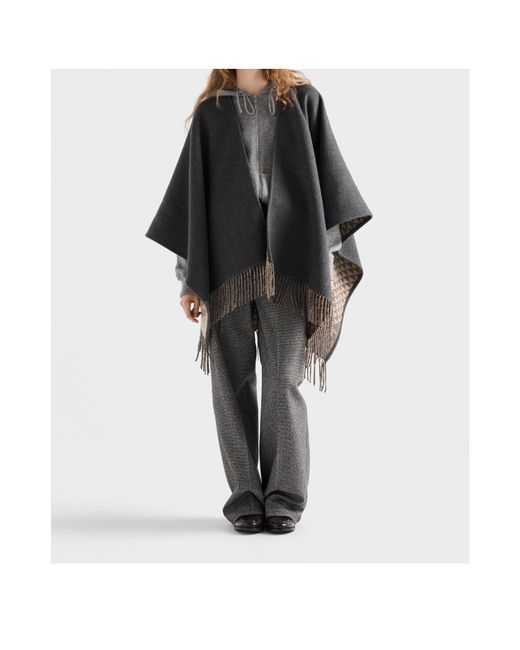 Prada Multicolor Reversible Wool And Cashmere Poncho