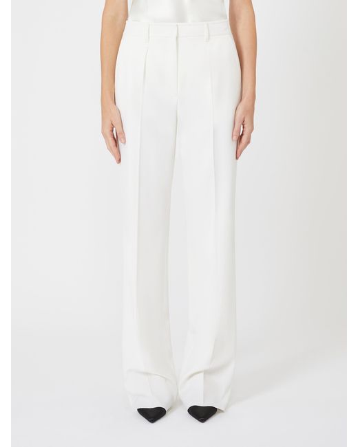 Max Mara White Logo Patch Pleat Detailed Pants