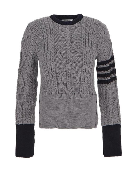 Thom Browne Gray Signature 4-Bar Stripe Crewneck Pullover