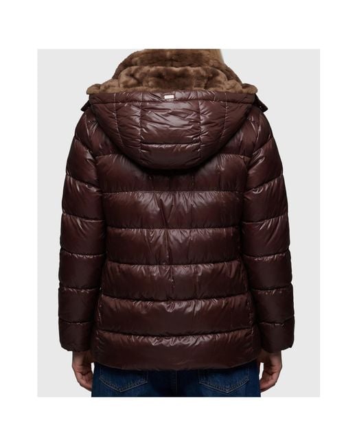 Herno Brown Ultralight Down Jacket With Faux Fur