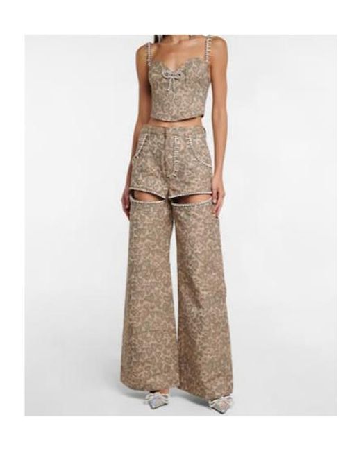 Area Gray Embellished Printed Corset Top