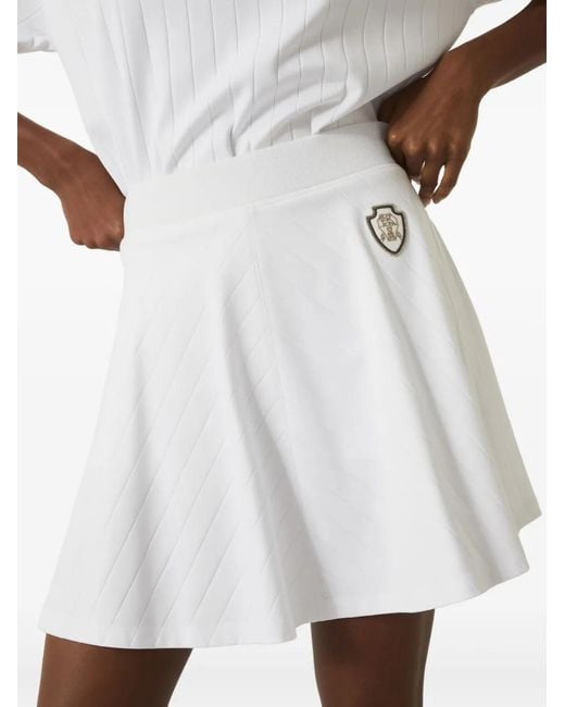 Brunello Cucinelli White Cotton Pleated Skirt