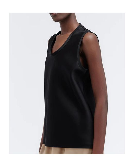 Carven Black Sleeveless Split-Neck Top