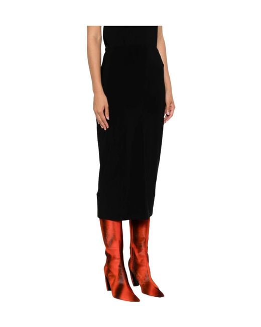 Norma Kamali Black Stretchy Straight-Cut Skirt