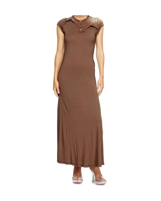 DIESEL Brown D-Jary Henry Neck Short Sleeved Dress
