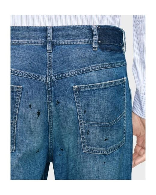 Maison Margiela Blue Stained-Effect Jeans for men