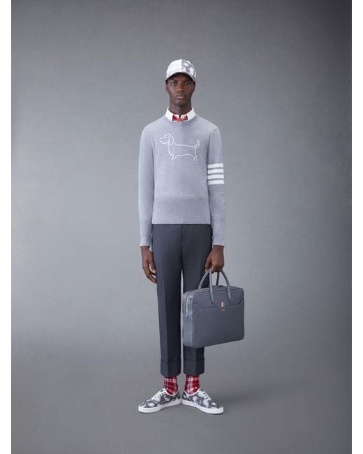 Thom Browne Gray Bar Stripe Crewneck Jumper for men