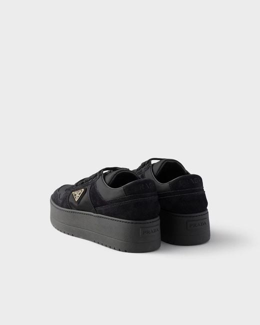 Prada Black Downtown Bold Re-Nylon And Suede Sneakers