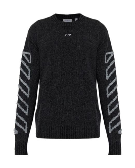 Off-White c/o Virgil Abloh Black Long-Sleeved Crew Neck Sweater for men