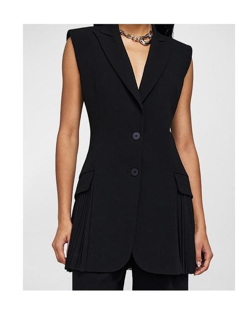 Jonathan Simkhai Black Single-Breasted Pleated Vest