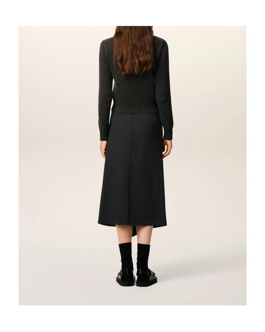 AMI Black Ami Midi Wrapped Skirt