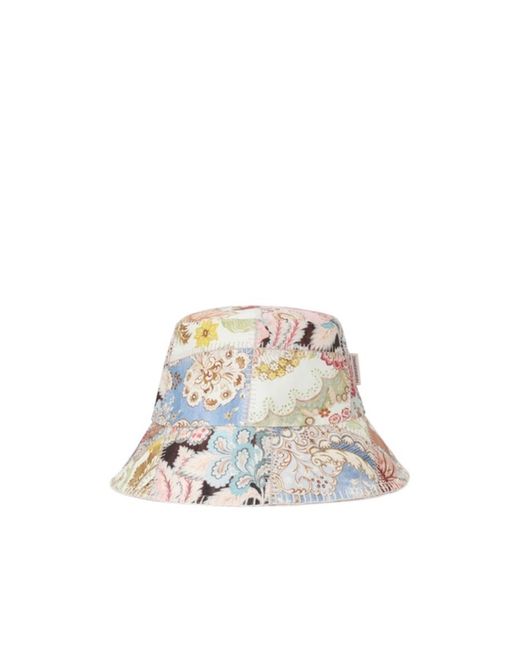 Zimmermann White Printed Canvas Bucket Hat