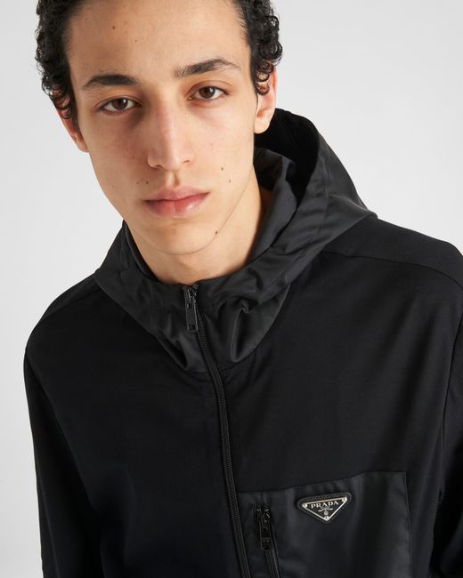 Prada Blue Technical Cotton And Re-Nylon Cardigan for men