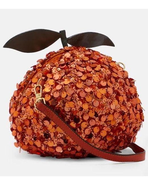 ALÉMAIS Orange Mini Sequined Crossbody Bag