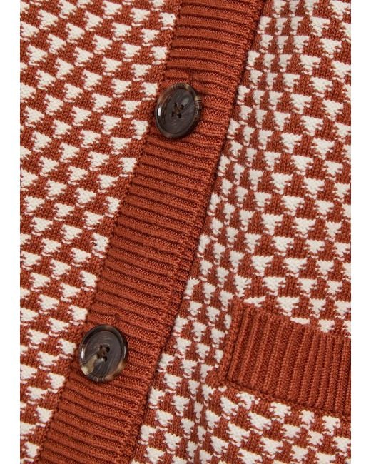 Varley Red Elmwick Patterned Cotton-Knit Cardigan