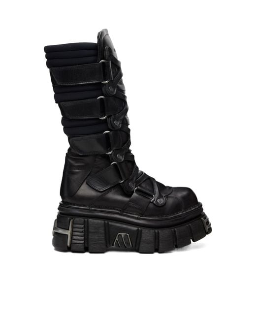 Vetements Black X New Rock Collaboration Tower Mid-Calf Boots for men