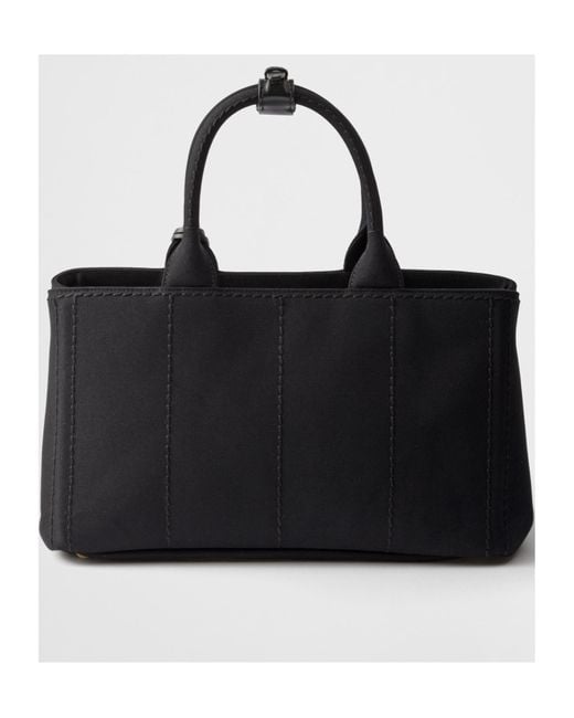 Prada Black Logo-Embroidered Large Handbag