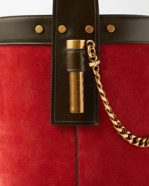 Versace Red Pivot Small Bucket Bag