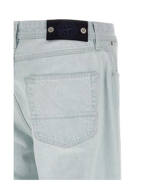 Stone Island Gray Logo Patch Straight-Leg Jeans for men