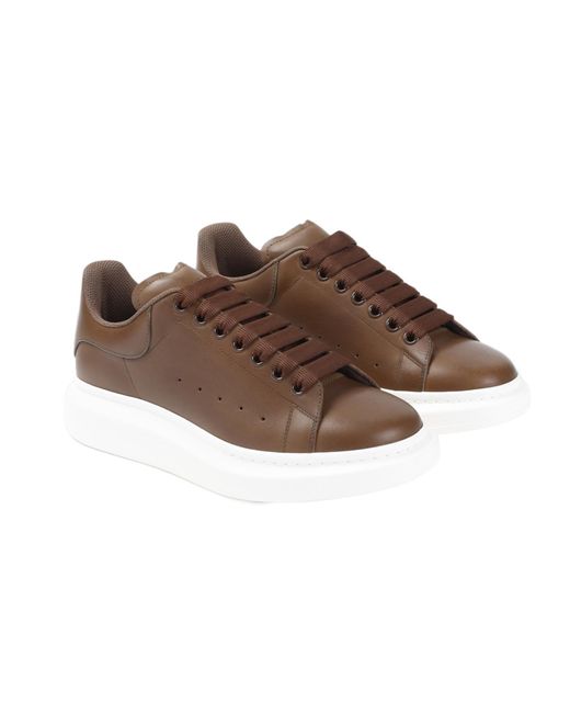 McQueen Brown Round Toe Lace-Up Sneakers for men