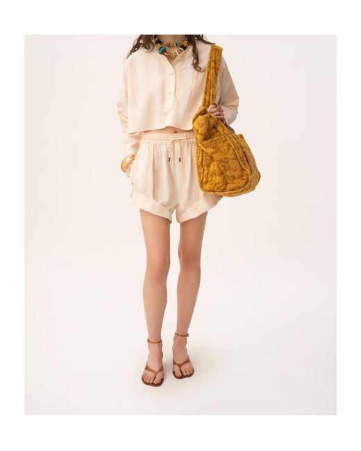 Chloé Natural Chloé Turn-Up Drawstring Shorts