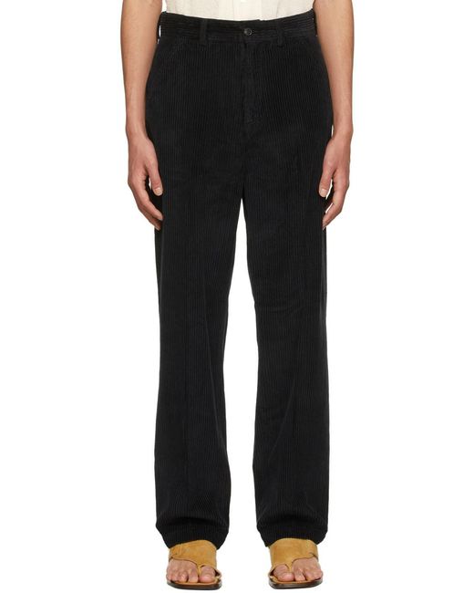 Our Legacy Black Corduroy Cotton Chino Trousers for men