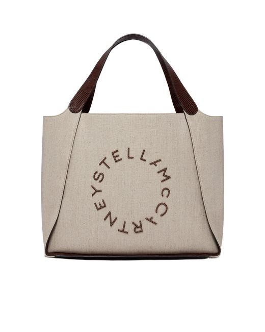 Stella McCartney Natural Logo-Appliqué Top Handle Bag