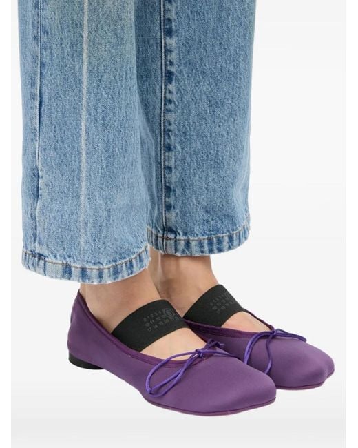 MM6 by Maison Margiela Purple Atomic Bow-Detailed Satin Ballerina Shoes