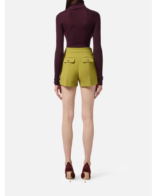 Elisabetta Franchi Yellow Chain-Embellished Tassel-Detail Shorts