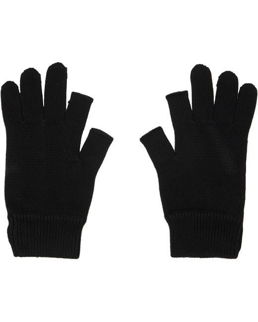 Rick Owens Black Ribbed Gloves for men