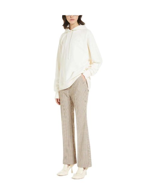 Sportmax White Logo Embroidered Long-Sleeved Hoodie