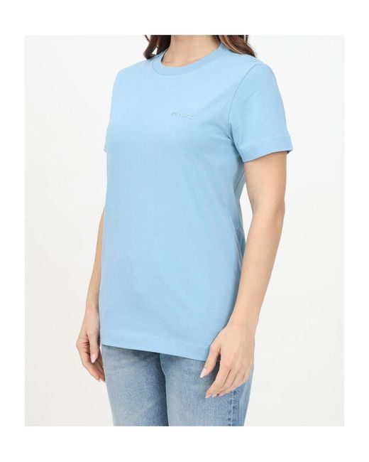 Pinko Blue Logo Embroidered Crewneck T-Shirt