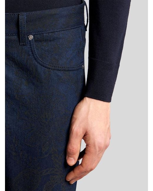 Etro Blue Jacquard Jeans for men