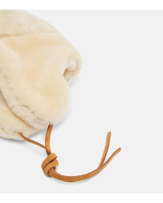 Jacquemus White Chapka Leather-Trimmed Shearling Hat