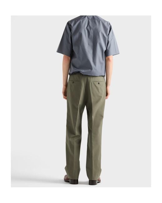 Prada Green Wide-Leg Pleated Trousers for men