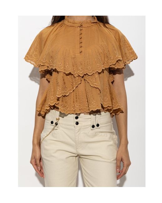 Isabel Marant Brown Short-Sleeved Top