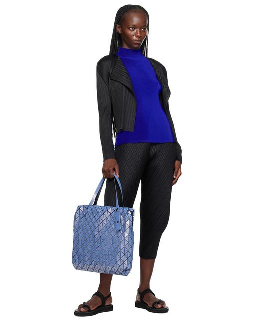 Pleats Please Issey Miyake Blue Plissé Cropped Trousers