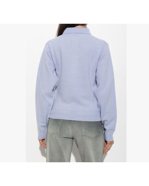 Haikure Blue Buttoned Polo Knitted Top