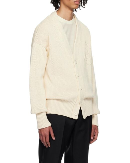 Jil Sander Natural Logo Intarsia Knitted Cardigan for men