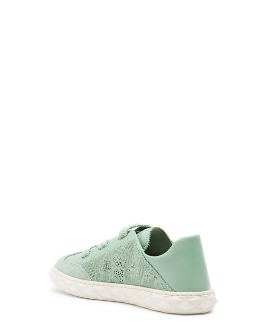 Jimmy Choo Green Diamond Light Flex Perforated Leather Sneakers
