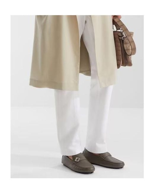 Fendi Brown Ff Plaque Driving Loafers for men