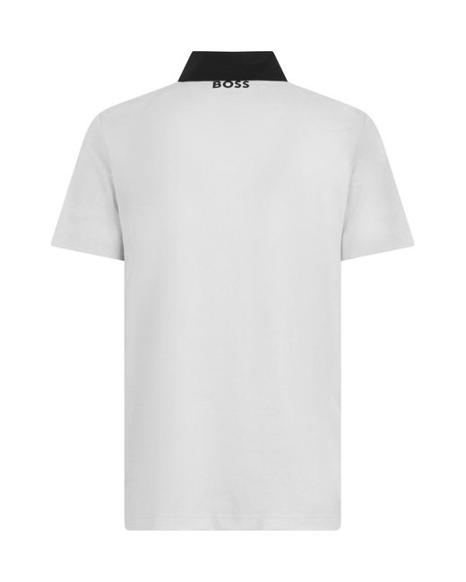 Boss White Collared Short-Sleeved Polo Shirt for men
