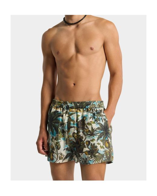 DSquared² Green Monkey Printed Pull On Shorts for men
