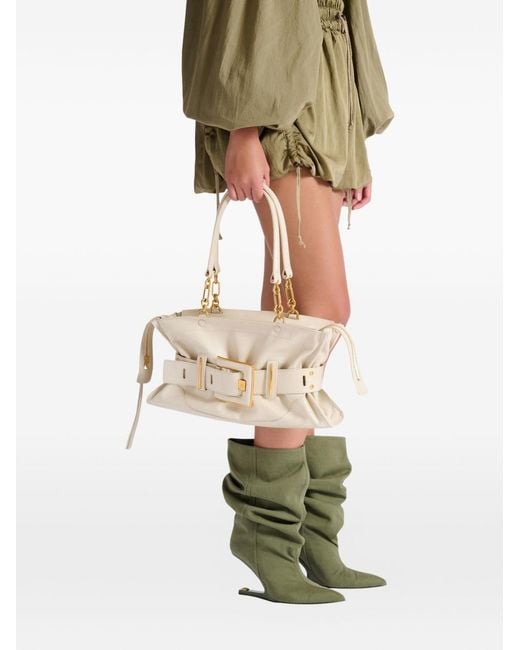 Balmain White Anthem Buckled Shoulder Bag